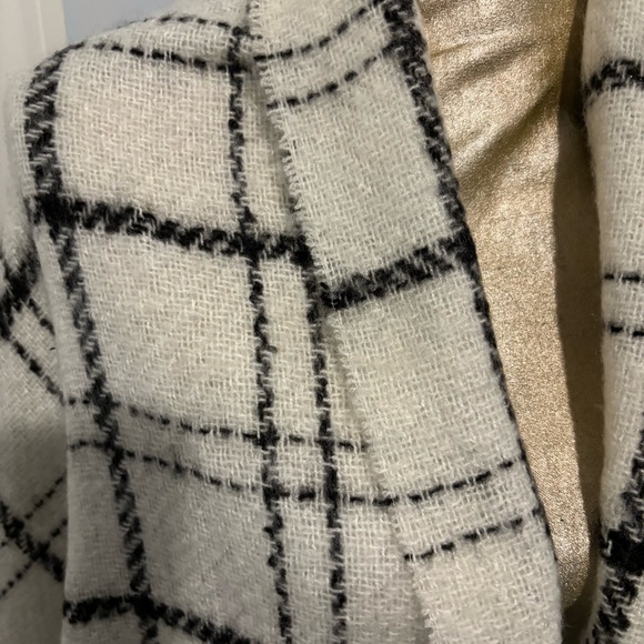 Windowpane Winter White, Black Extra Long/Wide Scarf/Wrap - Picture 7 of 10